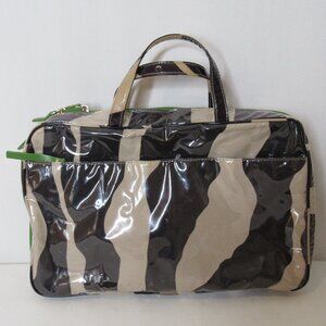 Kate Spade Brown Black Animal Print Cosmetic Toiletry Bag